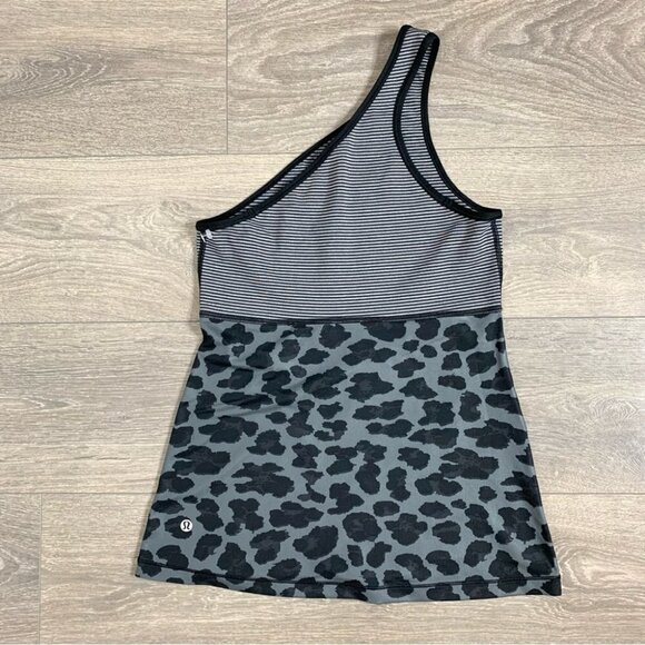Lululemon Meshed Up Tank Top Mini Pop Stripe Heathered Slate Black  Size 4 - Picture 12 of 13